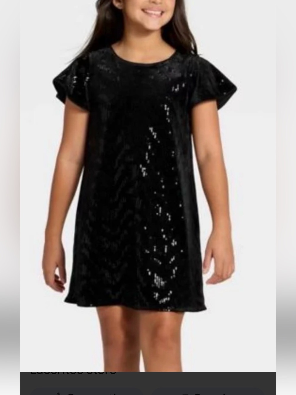 Cat & Jack Black Sequin A-Line Short Sleeve Dress